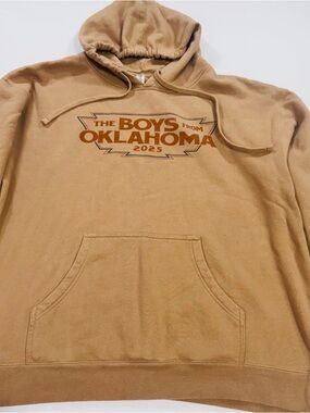BOYS FROM OKLAHOMA Tan Pullover Hoodie, 2XL, EUC